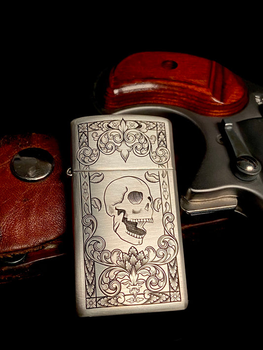 Hand Engraved Sterling Silver Zippo Lighter